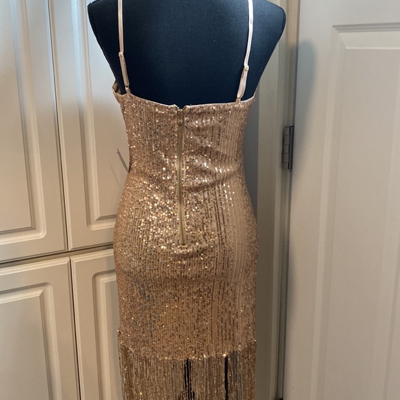 Hot Miami Styles Gold sequin beaded dress large - Picture 5 of 13